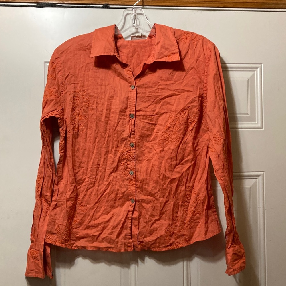 J. Jill Orange Button-Up Shirt M‎